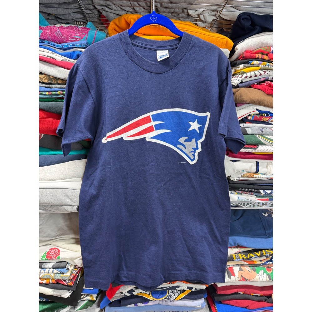 Vintage 1997 New England Patriots Salem Sportswear T-Shirt Navy Blue Mens Medium